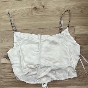 Cowl neck top with beaded straps